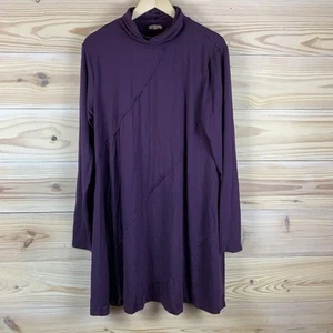 Mododoc Dress XL Purple Jersey Stretch Turtleneck Long Sleeve Career Modest - Picture 1 of 13