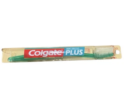 Vtg Colgate Plus Toothbrush Diamond Full Head Soft Bristle Green - Image 1 of 2