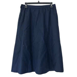Falda midi de lana vintage línea A estilo años 50 azul marino patinador retro otoño retro S - Imagen 1 de 7