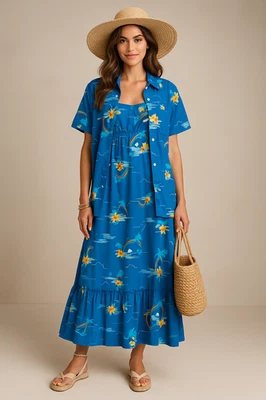Hilo Hattie Maxi Dress Womens M Dress & Shirt Set Floral Vacation Summer Hawaii - Image 1 of 4