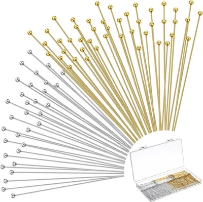 Pasadores de ojos Waydress 500 piezas de 2 pulgadas para hacer joyas cabeza plana dorado, plateado  Foto 1 de 4