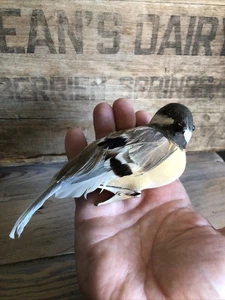 Vintage Clip-On Chickadee Weihnachtsschmuck mit echten Federn 6" lang - Bild 1 von 8