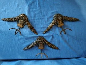 Lot 3 Antique Bronze Coat Hooks 40s/50s 1900s Vintage Garland - Picture 1 of 21