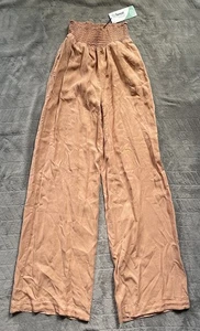 Love Tree NEW Peachy Linen Blend Wide leg Pants Stretchy Waist NWT Size Small - Picture 1 of 10