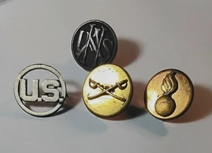4 insignias de cuello del Ejército de los Estados Unidos Primera Guerra Mundial, 1 Ejército Nacional, 1 Caballería, 1- artillería C. 1 EE. UU. - Imagen 1 de 3