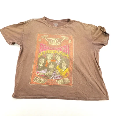 Vintage Aerosmith Band Brown Shirt Mens XL Graphic Tee Rock Concert Music - Image 1 of 4