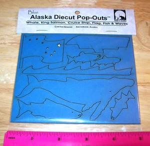 Alaska Scrapbook Die cut Pop outs made of Blue Matboard - Flag, Whale, cruise  - Picture 1 of 1