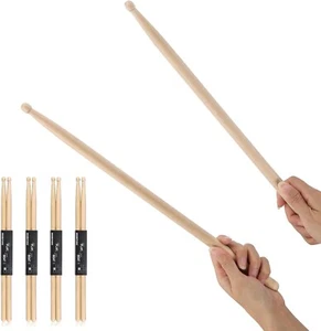 4 Pairs Drum Sticks 5A Maple Wood Tip Drumstick for Adults Kids Beginners Practi - Picture 1 of 7