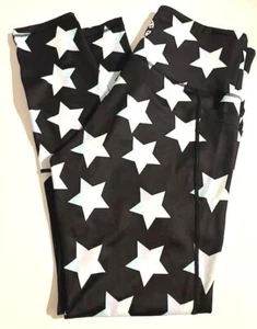 FMFM Full Length Legging Pants XL Stars black white hint of red Feed Me Fight Me - Picture 1 of 4