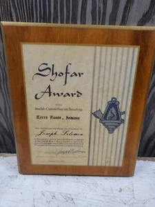 Vintage 1969 Shofar Award BSA Pfadfinder Jüdisches Komitee Plakette Holz 12,5x10,5 - Bild 1 von 3