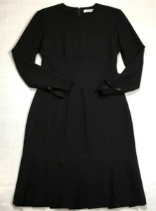Vintage Calvin Klein 90s Made in USA Black Silk Wool Long Sleeves Dress Size S - Bild 1 von 12
