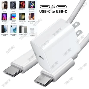 USB C Type C Fast Charger Cord 20W Adapter For iPhone 15 16 Pro iPad Pro Android - Picture 1 of 14