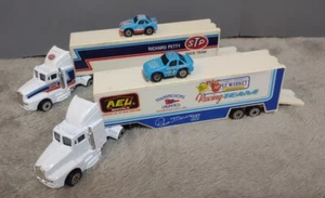 Racing Champions Micro Big Rig Semi Truck Haulers W Stock Cars Lot Petty Marcis - Bild 1 von 6
