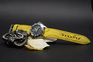 CORREA DE RELOJ 22 20 18 MM AMARILLO MATE AUTÉNTICO PYTHON MA CORREA PARA ROLEX ETC - Imagen 1 de 12