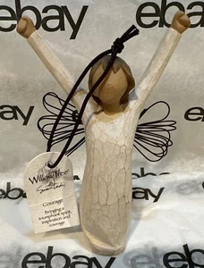 Angelo del coraggio albero di salice, statuetta scolpita in resina dipinta a mano - nuova con etichetta - Foto 1 di 6