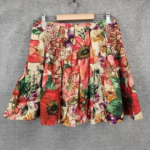 Minigonna rossa Valentino donna IT 46/US 10 multicolore stampa floreale chiusura zip - Foto 1 di 8