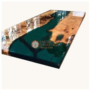 Olive Epoxy Table, Acacia Resin Table Epoxy Dining Table, Green Resin Decorative