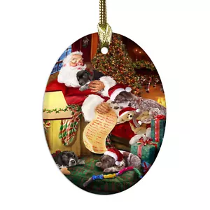 Babbo Natale puntatore tedesco a pelo corto cani vetro ovale decorazioni natalizie da appendere - Foto 1 di 1