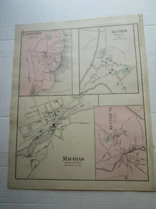 1885 COLBY'S MAINE ATLAS, ANTIQUE MAP,  EASTPORT, ALFRED, MACHIAS, KENNEBUNK - Picture 1 of 5