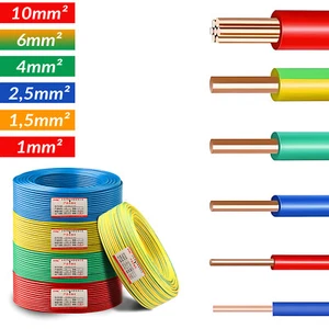 BV 1mm² - 10mm² Kupferkern Elektrokabel Draht PVC Kabel Einzelader Fester harter - Bild 1 von 13