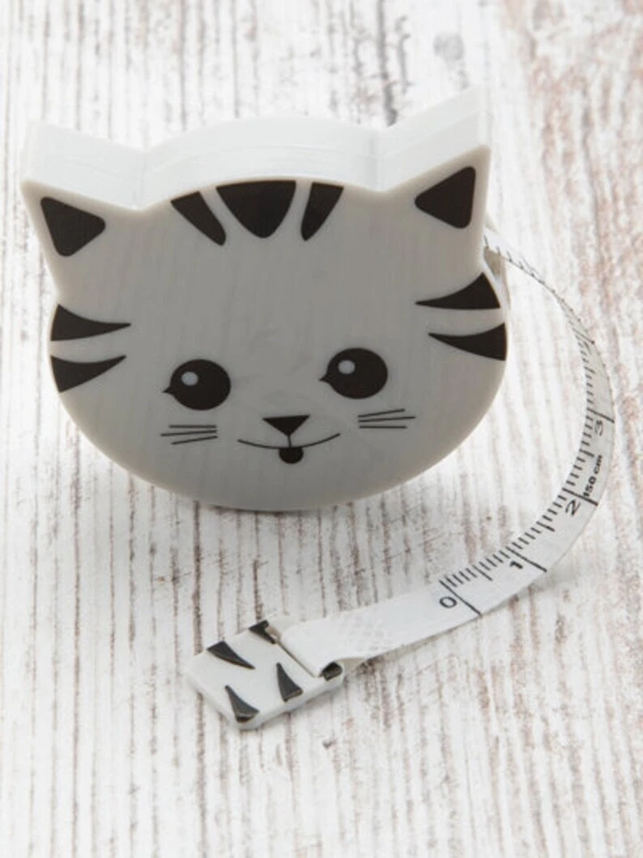 Cat Tape Measure- 60" Retractable! Adorable! Black & White! Standard & Metric