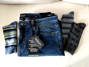 Pantalones de mezclilla sostenibles ajustados elásticos Kenneth Cole para hombre talla 36/32 ¡con calcetines!! - Imagen 1 de 5