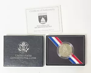 1989 US Mint Silver $1 Commemorative Triumph of Democracy UNC Coin w/ Box & COA - Picture 1 of 1