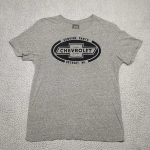 GM Official Chevrolet Men's T-Shirt Size Medium Heather Gray Black Flocked Logo - Picture 1 of 6