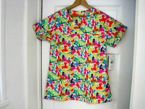 NWT Women's Jockey Splatter Paint Nurses Scrub Top Size S-FAST SHIPPING!! - Picture 1 of 11