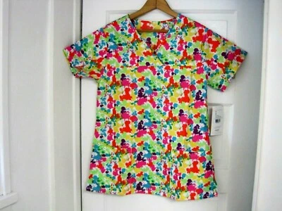 NWT Women's Jockey Splatter Paint Nurses Scrub Top Size S-FAST SHIPPING!! - Image 1 of 4