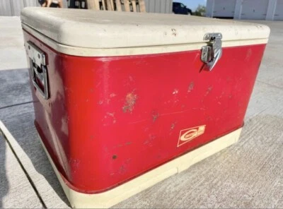 Termo rojo vintage Gibson enfriador de metal cofre de hielo BLH Foto 1 de 4