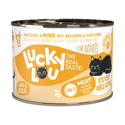 Lucky Lou Lifestage Sterilized Geflügel & Rind Katzenfutter Nassfutter 6x200gr - Bild 1 von 4