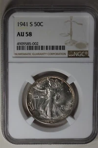 1941-S .50 NGC AU58 Walking Liberty, Lady Liberty Half - Picture 1 of 2