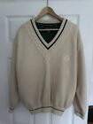 Vintage Oscar Jacobson Mens Wool Cricket Sweater Jumper Ivory Large Wool