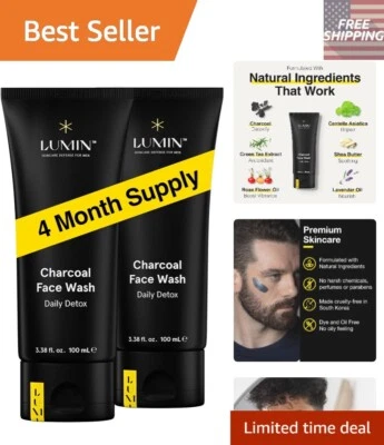 Jabón facial de carbón para hombre - Desintoxicación diaria, limpieza hidratante para todo tipo de piel Foto 1 de 4