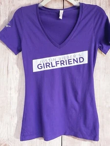 Camiseta de Concierto Justin Bieber Novia Cuello en V Púrpura Logo Estampado Autógrafo M - Imagen 1 de 6