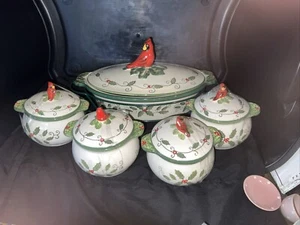 2 Quart Temptations Cardinal Ovale Auflaufform mit Gestell & Untersetzer 4-18 Unzen Schüsseln - Bild 1 von 5