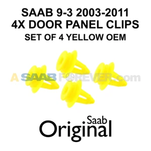 NEW SAAB 9-3 YELLOW DOOR PANEL CLIPS 2003-2011 SET OF 4 93 9-3X OEM 12769637 - Picture 1 of 3