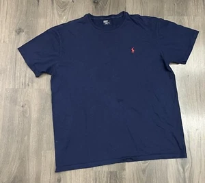 Polo Ralph Lauren Crew Neck T Shirt Vintage Mens Large Blue - Stain - Picture 1 of 5