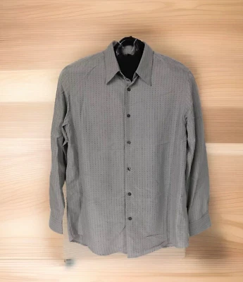 Camisa casual Alfani cinza geométrica manga longa botão para cima negócios regular tamanho M - Imagem 1 de 4