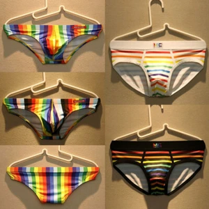 Men's Sexy Underwear Low waist Boxers  Rainbow Soft Bikini Briefs Underpants - Picture 1 of 21