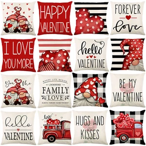 Valentines Day Pillow Covers 18x18 Polka Dots Love Heart Gnomes Throw Pillows - Picture 1 of 25