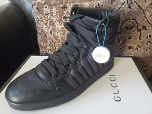 Luxury 🍎 GUCCI Hi Top Sneaker Black Nylon & Calf Leather 9.5 UK/10.5 US $1,400. - Picture 1 of 23