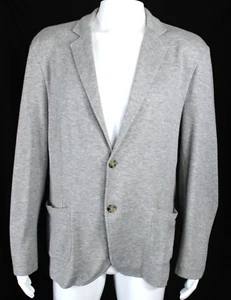 ELEVENTY Gray Cotton Cashmere Knit Notch Lapel Men's Blazer Jacket 2XL XXL - Picture 1 of 8