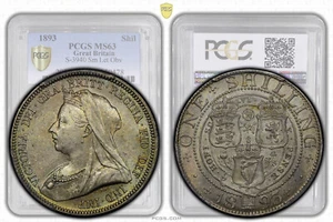 Great Britain, Victoria, Shilling 1893, nicely toned, PCGS MS 63 - Picture 1 of 8