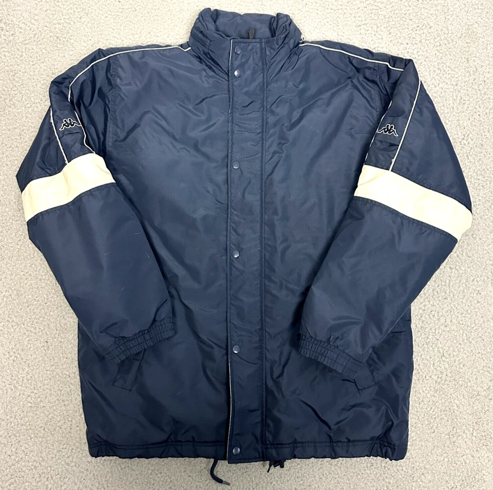 Chaqueta acolchada KAPPA vintage para hombre botones a presión medianos azul marino Foto 1 de 4
