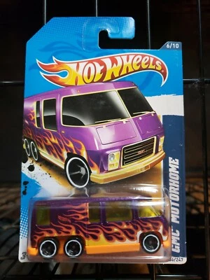 Autocaravana GMC Hot Wheels Heat Fleet '12 2012 púrpura naranja llamas nueva en caja Foto 1 de 2