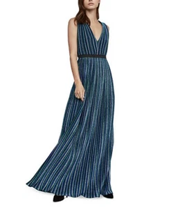 Neu mit Etikett BCBGMAXAZRIA Tiefsee Metallic Akkordeon-Falten Kleid Größe S - Bild 1 von 12