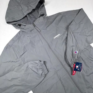 Chaqueta cortavientos Champion Carmax empaquetable con cremallera gris para hombre pequeña impermeable nueva con etiquetas - Imagen 1 de 9