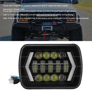 Ι 5x7in LED Headlight 60W Square Arrows Lighting Shape H4 Plug Waterproof IP67 - Picture 1 of 12